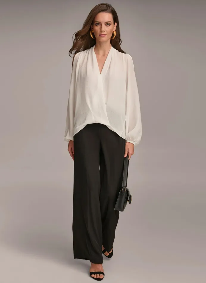 Women Sweaters And Tops Donna Karan COLD SHOULDER BLOUSE Cream