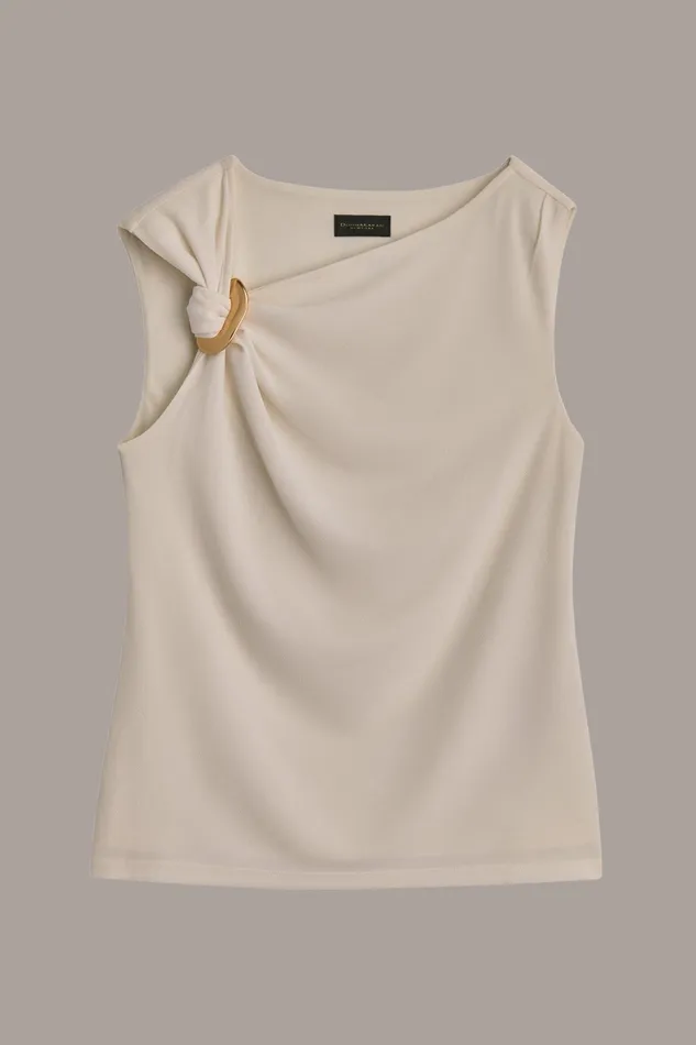 Women Sweaters And Tops Donna Karan SHOULDER TWIST HARDWARE TOP Ivory