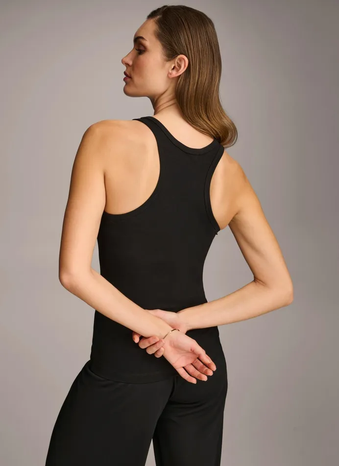 Women Sweaters And Tops Donna Karan SLEEVELESS KNIT SHELL Black