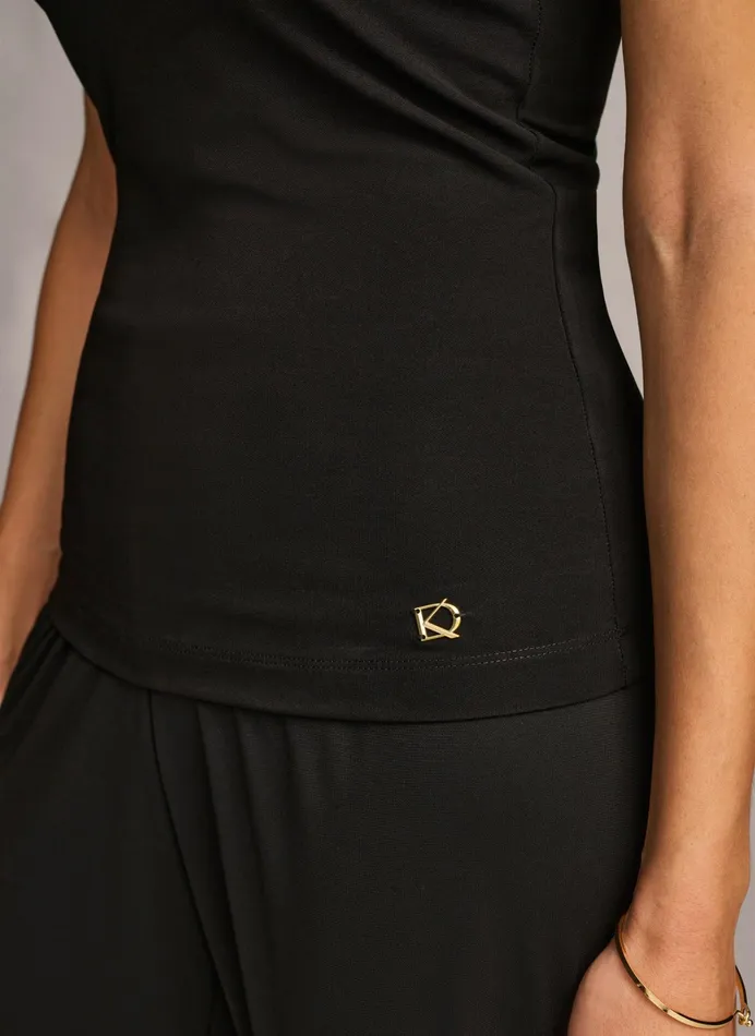 Women Sweaters And Tops Donna Karan SLEEVELESS KNIT SHELL Black