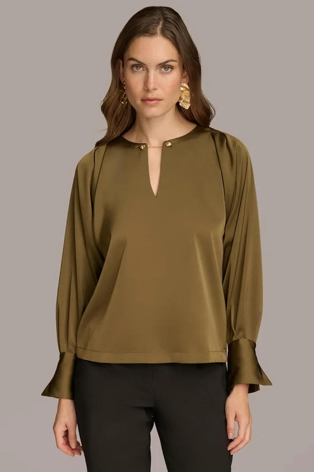Women Sweaters And Tops Donna Karan TOP WITH CHAIN HARDWARE Beech