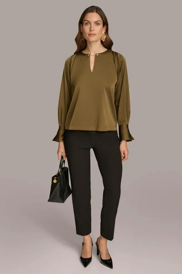Women Sweaters And Tops Donna Karan TOP WITH CHAIN HARDWARE Beech