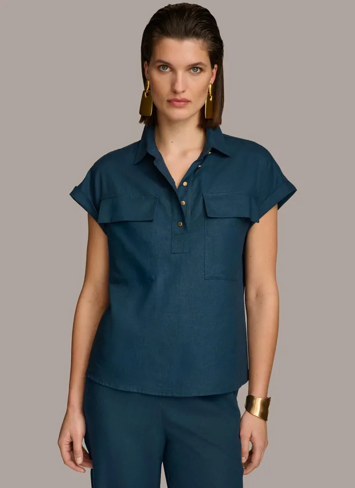 Women Sweaters And Tops Donna Karan UTILITY TOP Tide