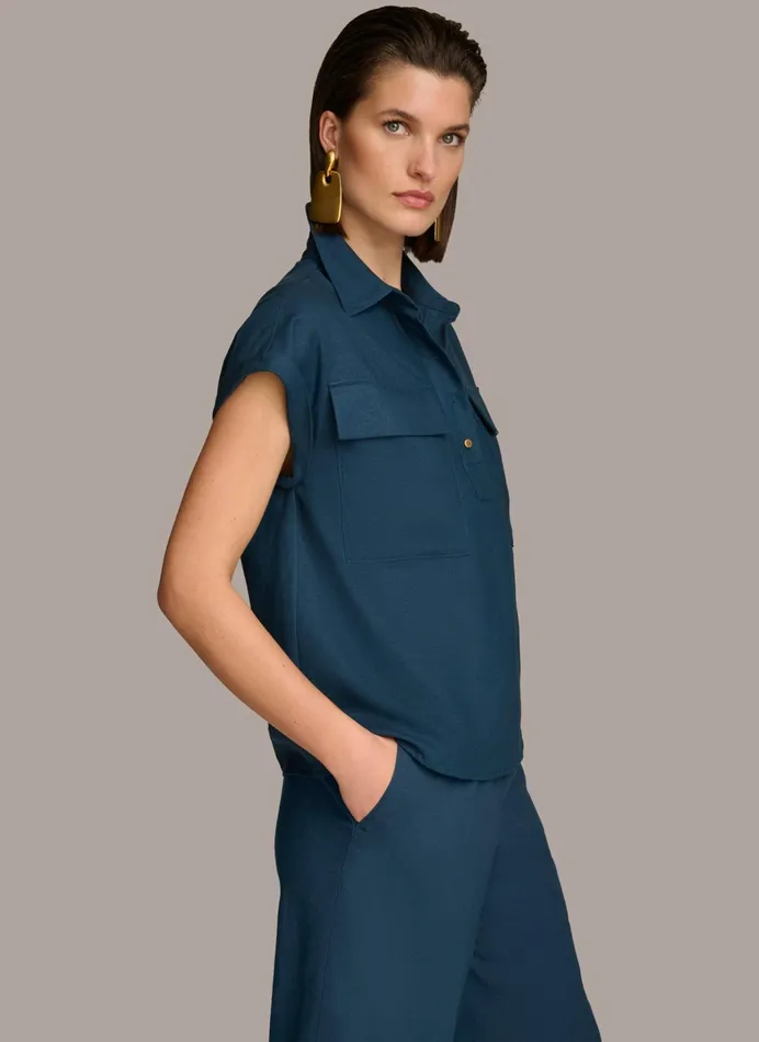 Women Sweaters And Tops Donna Karan UTILITY TOP Tide