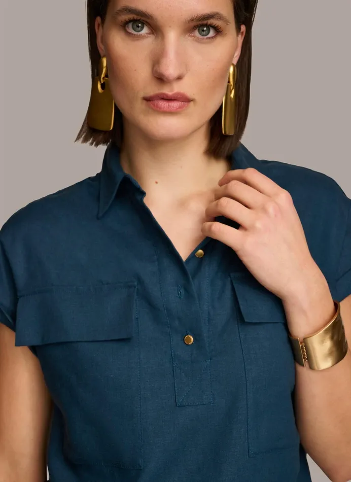 Women Sweaters And Tops Donna Karan UTILITY TOP Tide