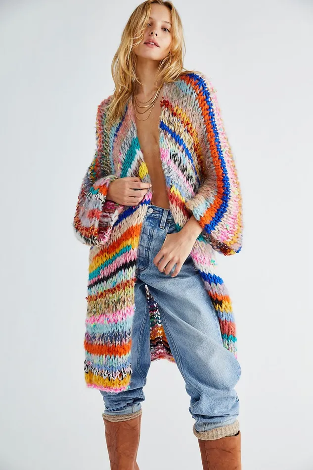 Women Sweaters Free People Malibu Maxi Cardi Multi
