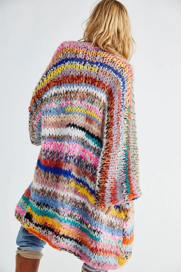 Women Sweaters Free People Malibu Maxi Cardi Multi