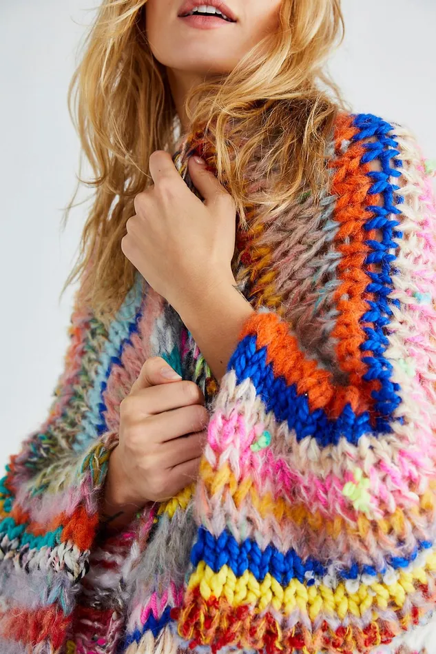 Women Sweaters Free People Malibu Maxi Cardi Multi