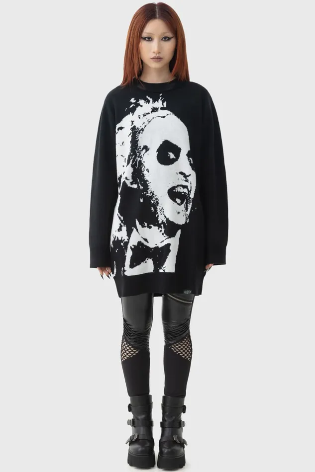 Women Sweaters Killstar Ghost With The Most Intarsia Sweater