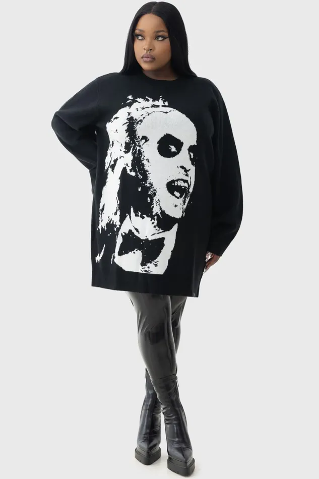 Women Sweaters Killstar Ghost With The Most Intarsia Sweater