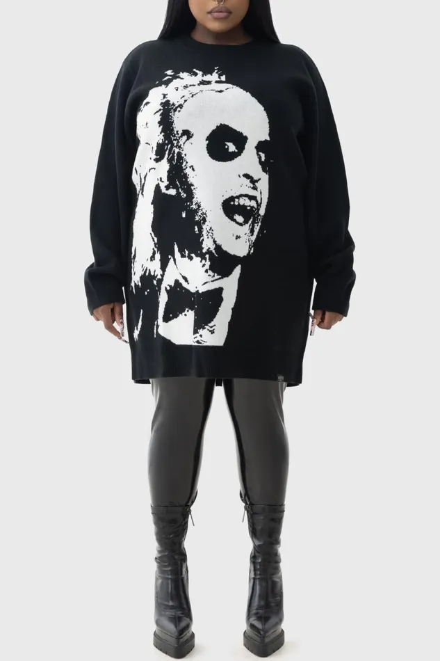 Women Sweaters Killstar Ghost With The Most Intarsia Sweater