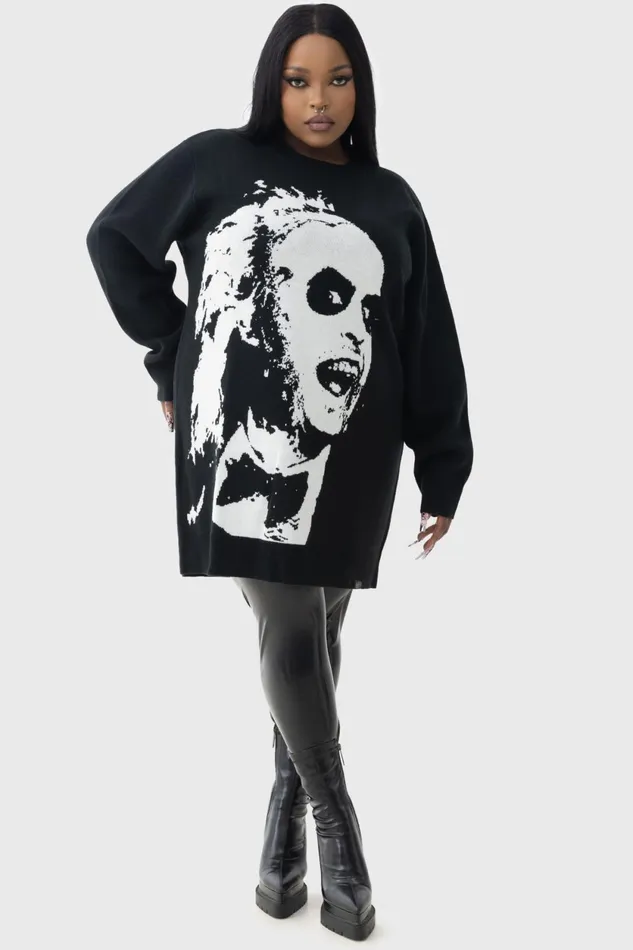 Women Sweaters Killstar Ghost With The Most Intarsia Sweater