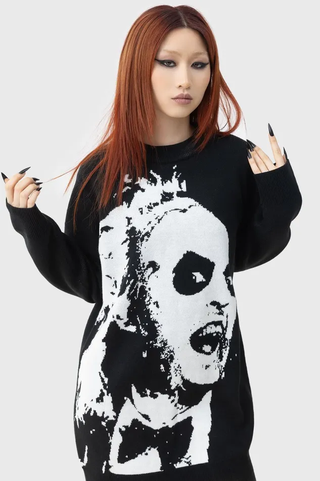 Women Sweaters Killstar Ghost With The Most Intarsia Sweater
