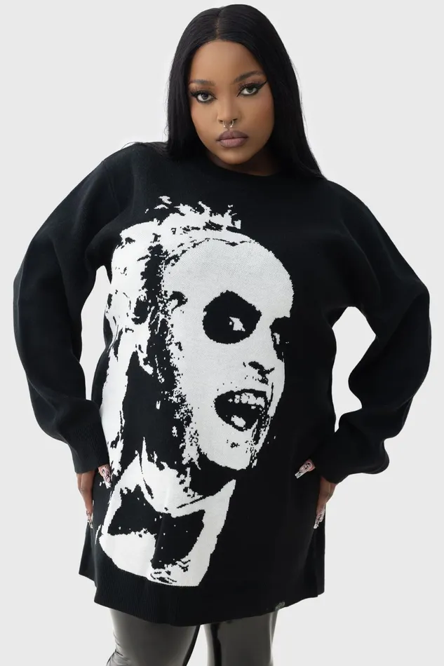 Women Sweaters Killstar Ghost With The Most Intarsia Sweater
