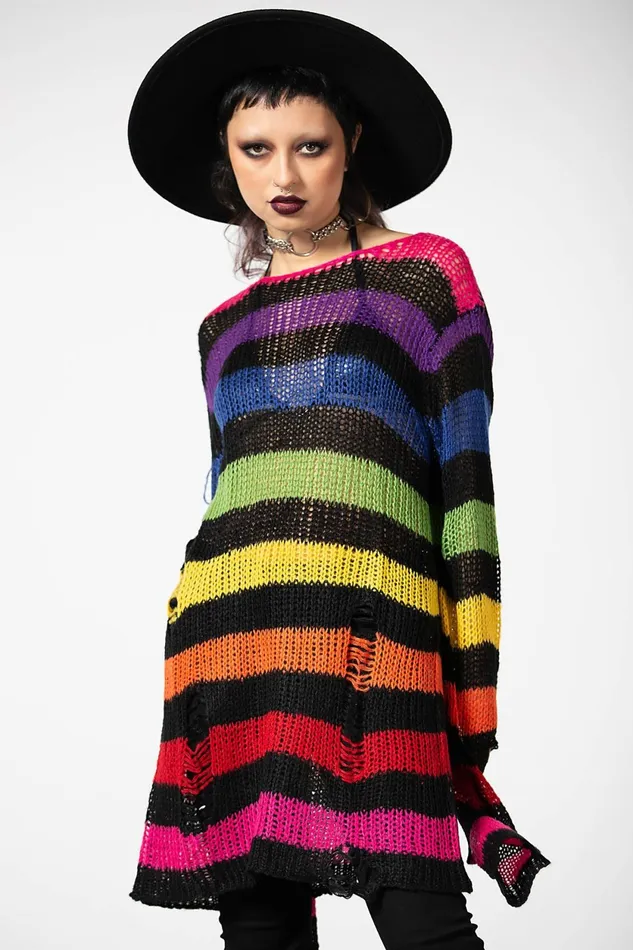 Women Sweaters Killstar Over The Rainbow Knit Sweater
