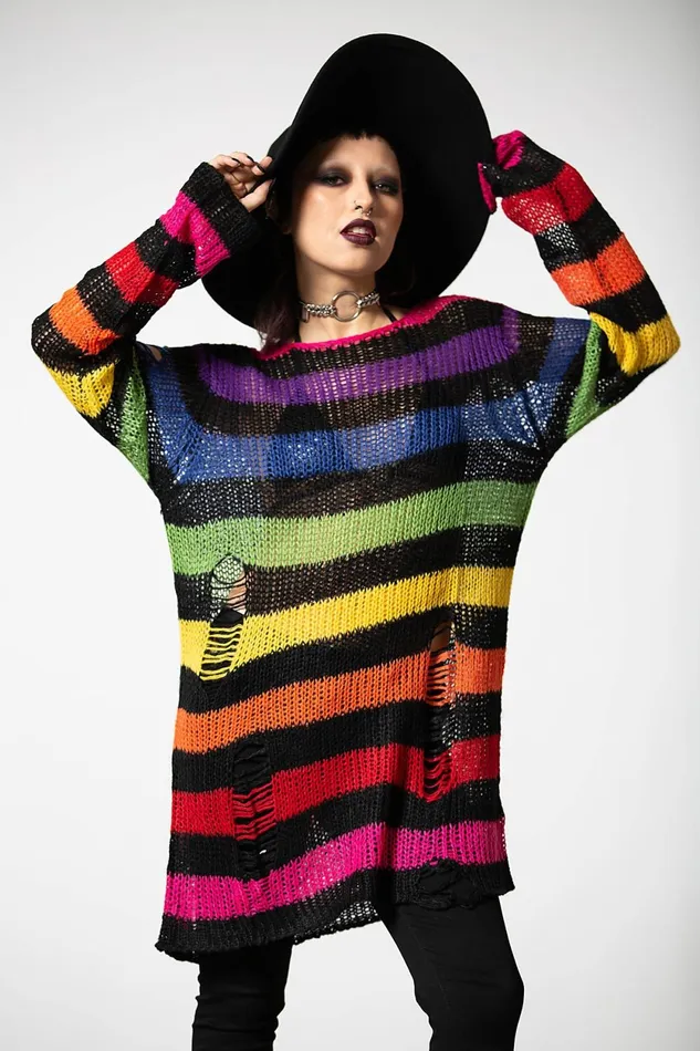 Women Sweaters Killstar Over The Rainbow Knit Sweater