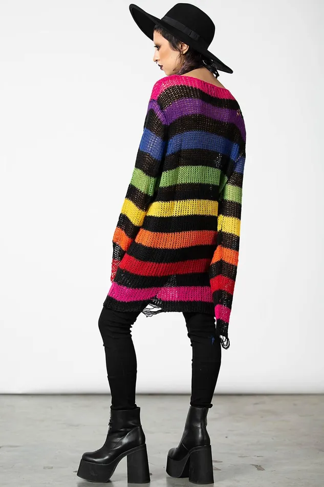 Women Sweaters Killstar Over The Rainbow Knit Sweater