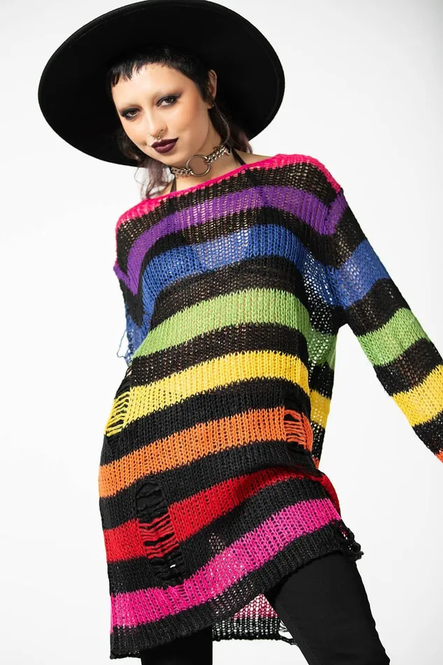 Women Sweaters Killstar Over The Rainbow Knit Sweater