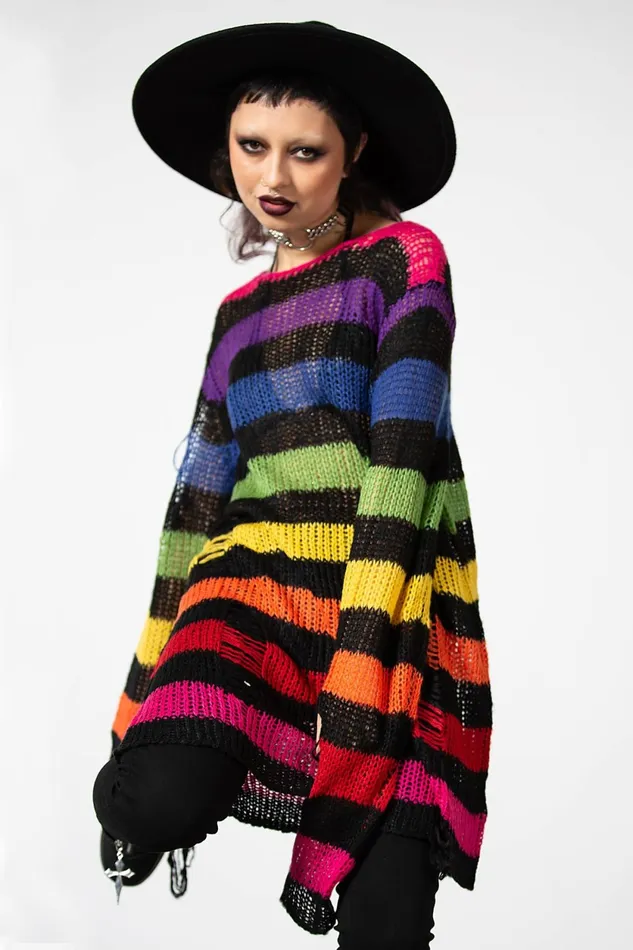 Women Sweaters Killstar Over The Rainbow Knit Sweater