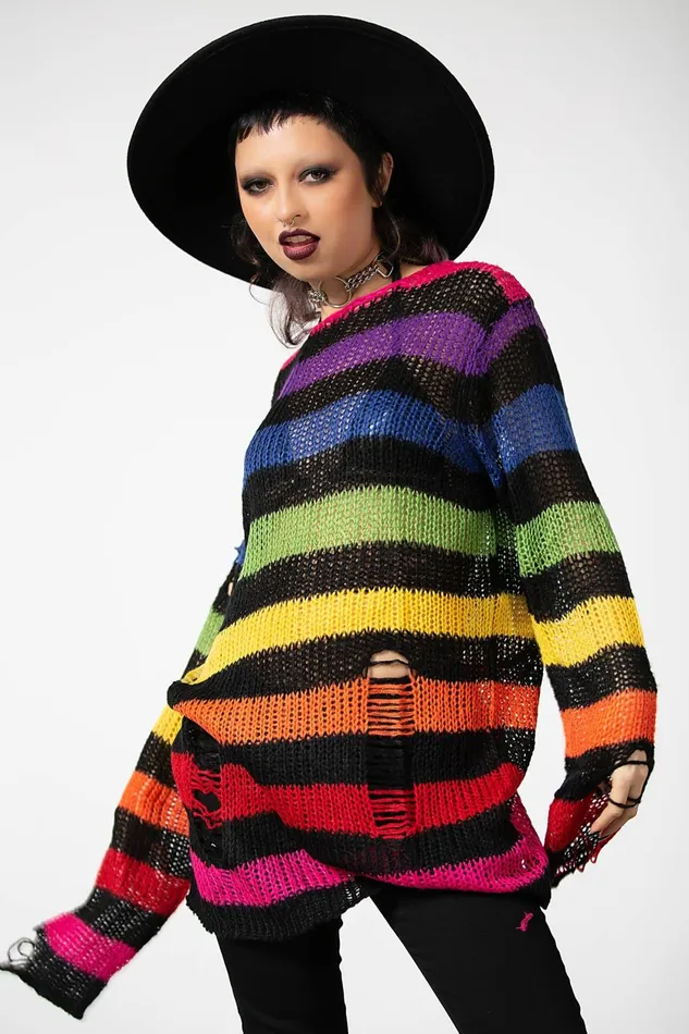 Women Sweaters Killstar Over The Rainbow Knit Sweater