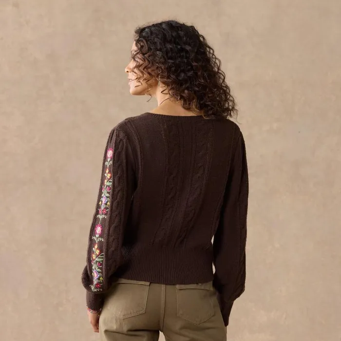 Women Swiss Florals Cardigan Chocolate Sundance Catalog Sweaters Women Swiss Florals Cardigan Chocolate Sundance Catalog Sweaters