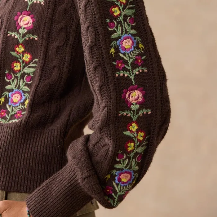 Women Swiss Florals Cardigan Chocolate Sundance Catalog Sweaters Women Swiss Florals Cardigan Chocolate Sundance Catalog Sweaters