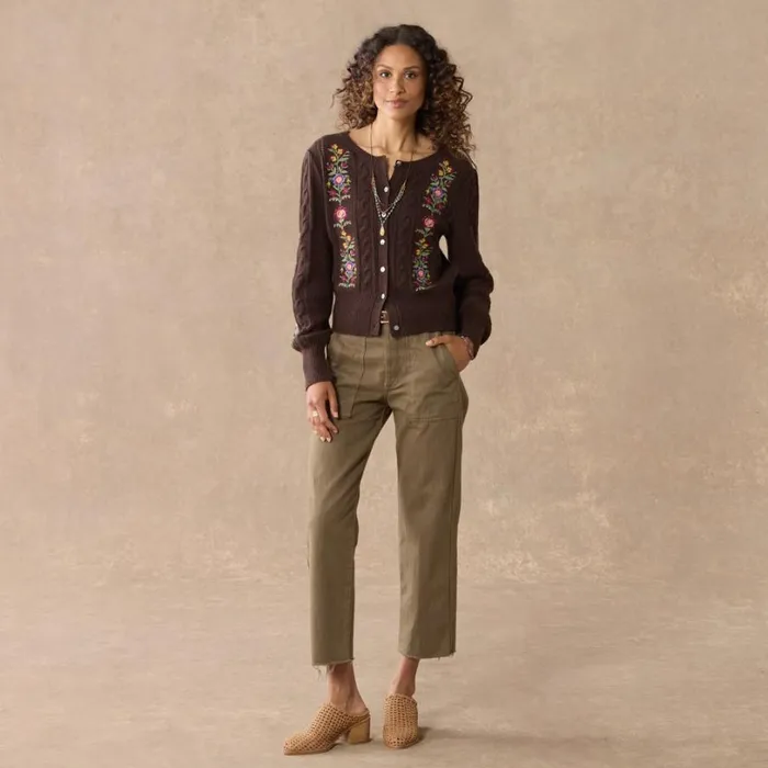 Women Swiss Florals Cardigan Chocolate Sundance Catalog Sweaters Women Swiss Florals Cardigan Chocolate Sundance Catalog Sweaters
