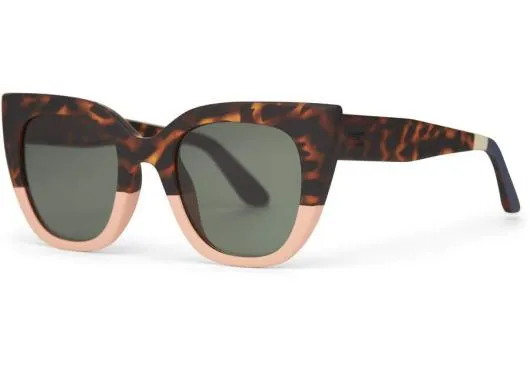 Women Sydney Matte Blonde Tortoise glass Bottle Green TOMS Sunglasses