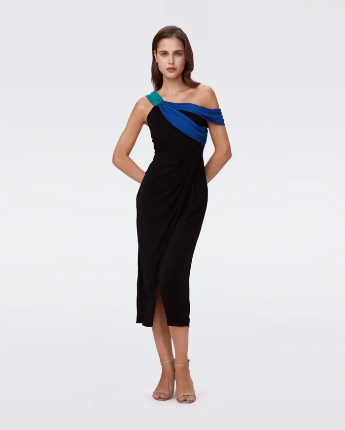 Women Terin Dress Black And Royal Blue And Emerald DVF Dresses
