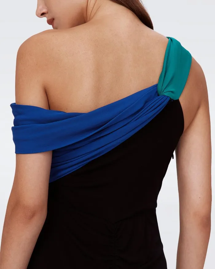 Women Terin Dress Black And Royal Blue And Emerald DVF Dresses
