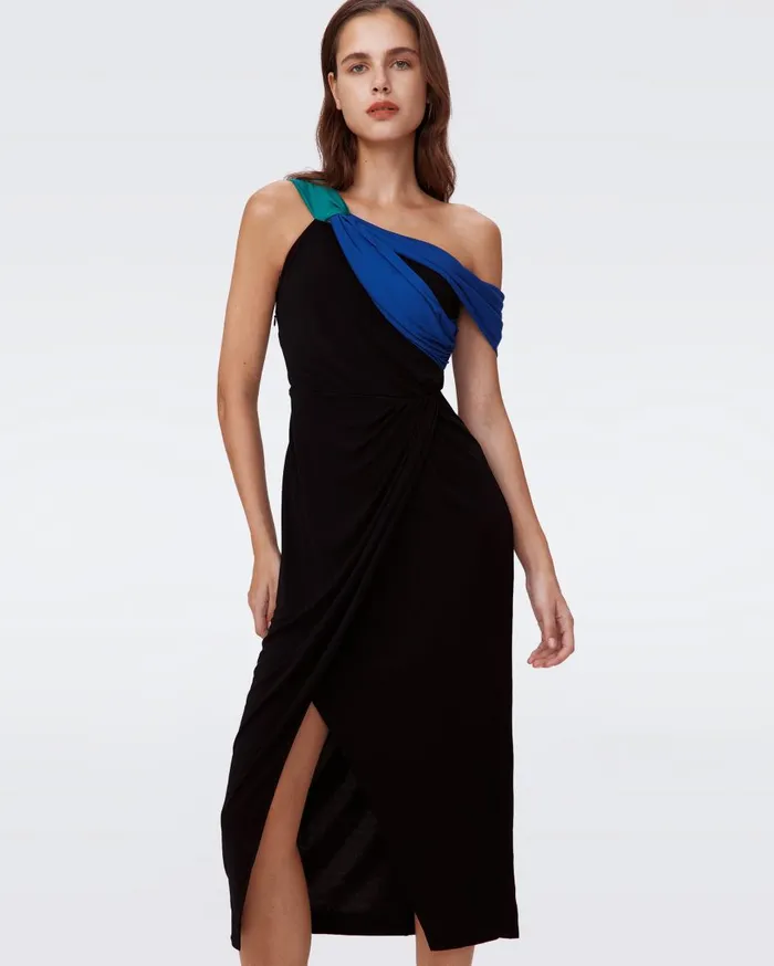 Women Terin Dress Black And Royal Blue And Emerald DVF Dresses
