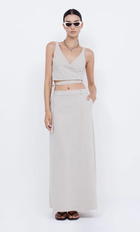 Women Tops Bec Bridge HALLIE WRAP CROP TOP Cement