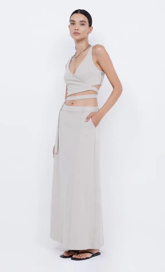 Women Tops Bec Bridge HALLIE WRAP CROP TOP Cement
