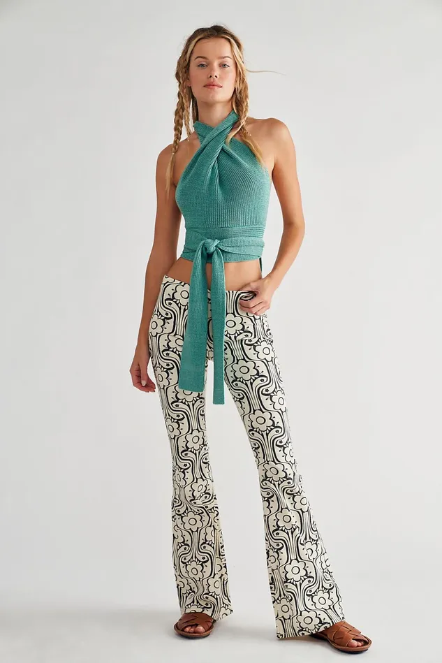 Women Tops Free People Orchid Convertible Sweater Tank Blue Jade