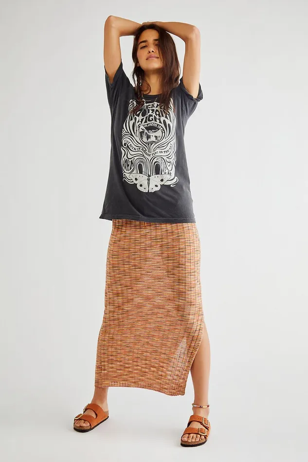 Women Tops Free People Rocky Mountain High Poster Tee Vintage Black