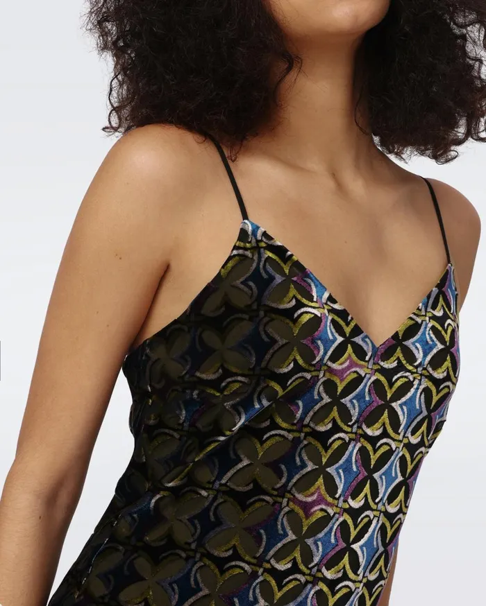 Women Trent Slip Dress Gig Tile Green Burnout DVF Dresses