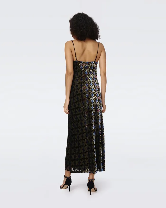 Women Trent Slip Dress Gig Tile Green Burnout DVF Dresses