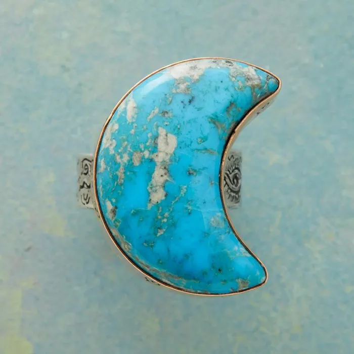 Women Turquoise Moon Ring Sundance Catalog Rings