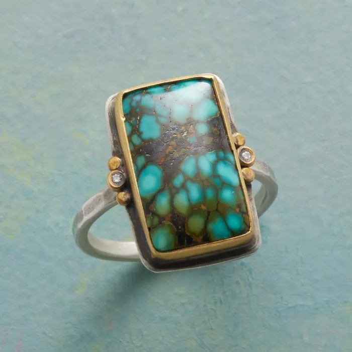 Women Twinkling Turquoise Ring Sundance Catalog Rings