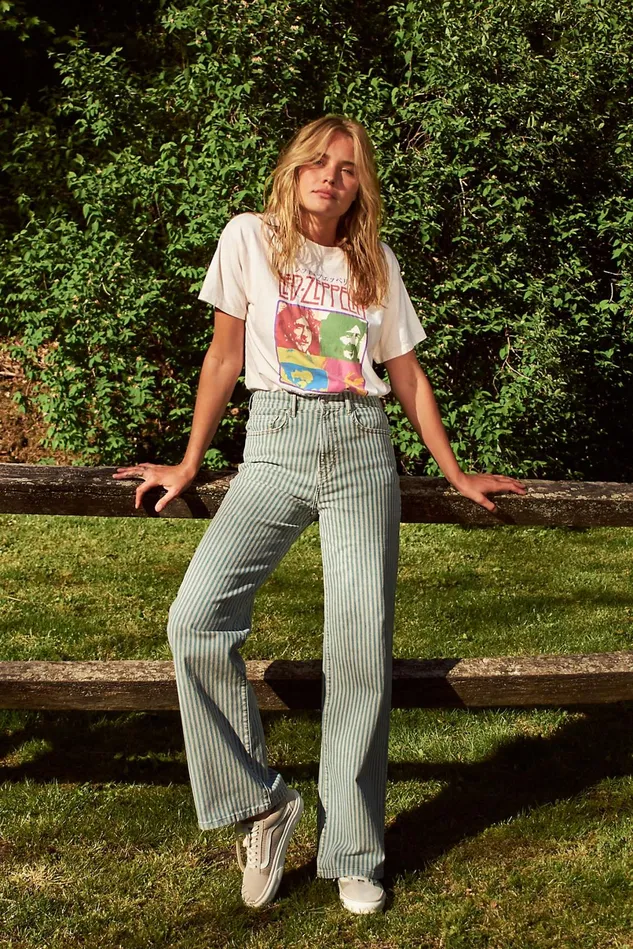 Women WideLeg Jeans Free People Astoria Wide Leg Jeans Peppermint Stripe