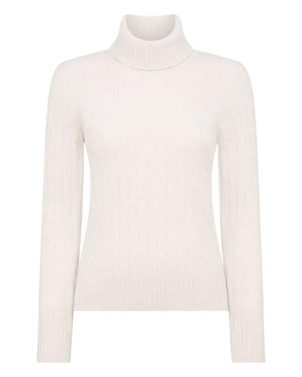 Women Women039s Cable Turtle Neck Cashmere SweaterIn Ecru White Ecru White NPeal Turtle Necks