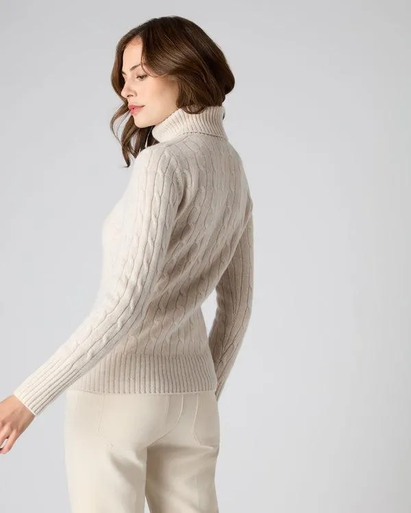 Women Women039s Cable Turtle Neck Cashmere SweaterIn Ecru White Ecru White NPeal Turtle Necks