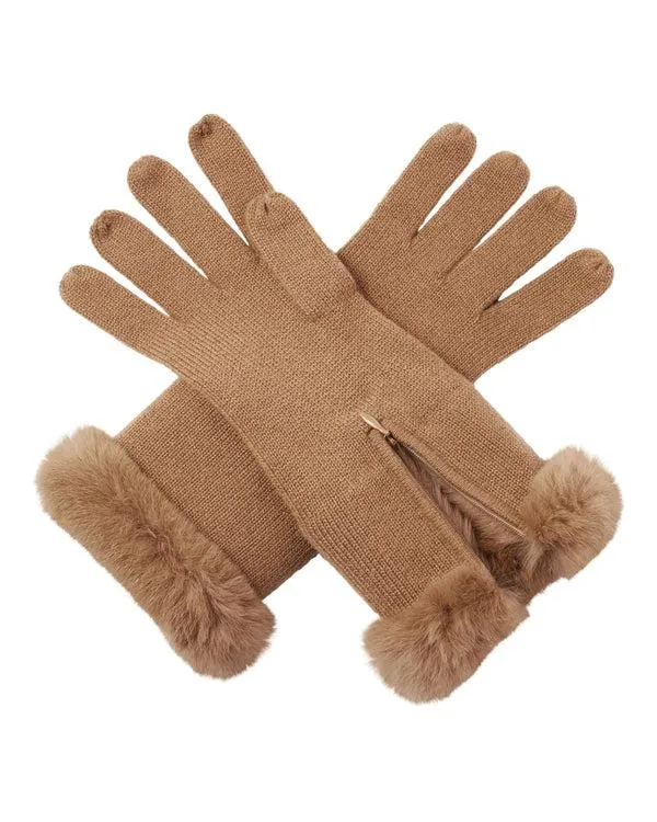 Women Women039s Fur And Cashmere GlovesIn Dark Camel Brown Dark Camel Brown NPeal Gloves