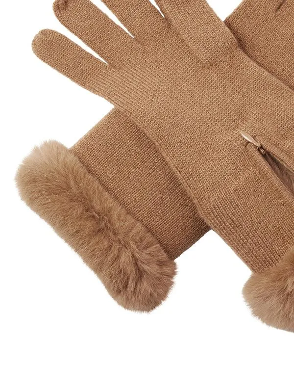 Women Women039s Fur And Cashmere GlovesIn Dark Camel Brown Dark Camel Brown NPeal Gloves