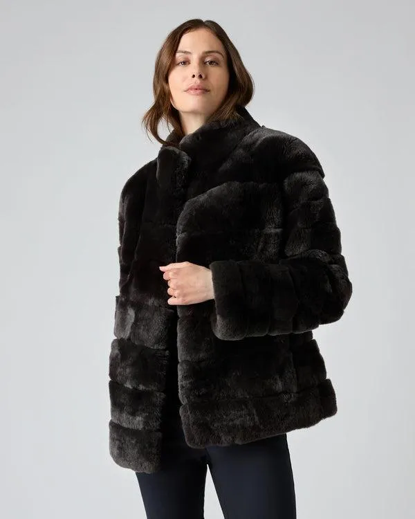 Women Women039s Rex Fur Ribbed JacketIn Dark Grey Dark Grey NPeal Coats and Jackets Women Women039s Rex Fur Ribbed JacketIn Dark Grey Dark Grey NPeal Coats and Jackets