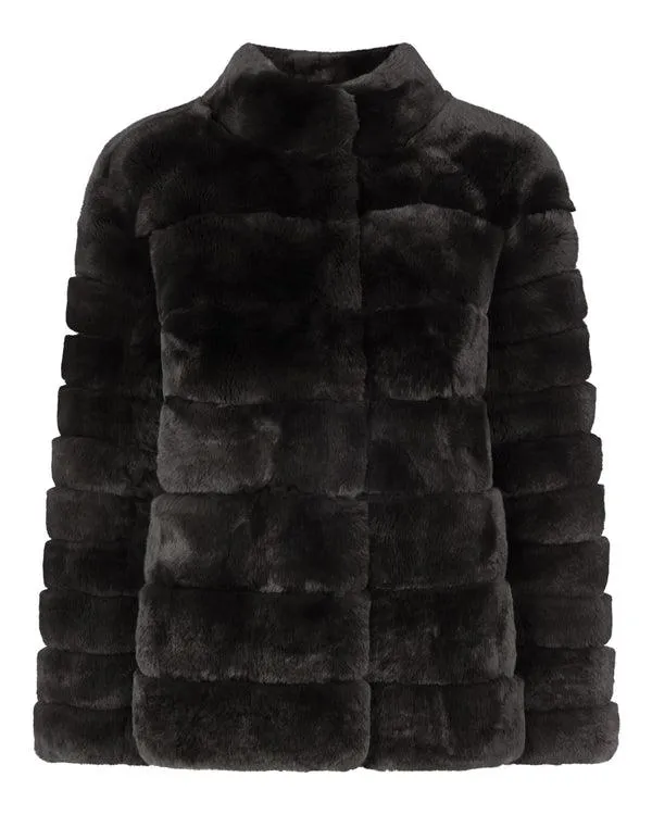 Women Women039s Rex Fur Ribbed JacketIn Dark Grey Dark Grey NPeal Coats and Jackets