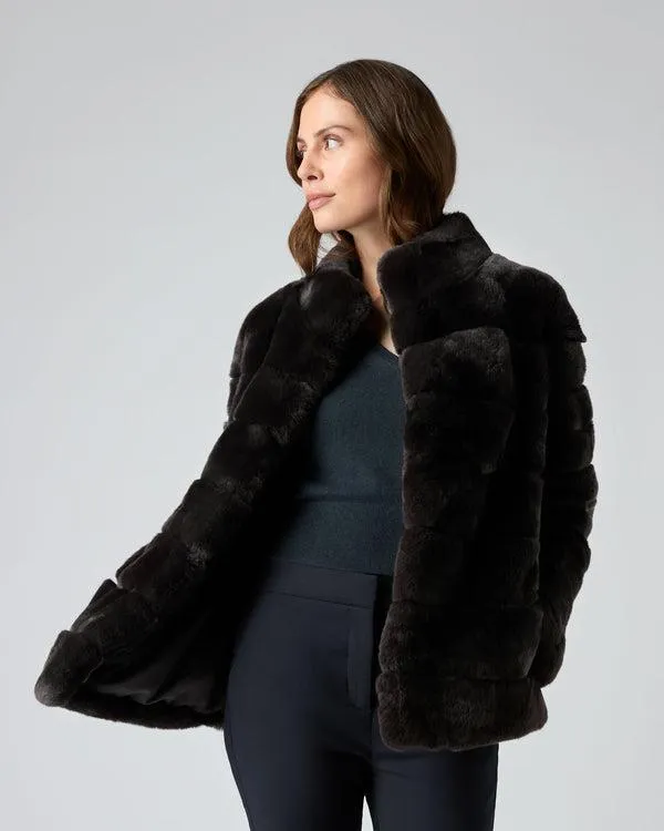 Women Women039s Rex Fur Ribbed JacketIn Dark Grey Dark Grey NPeal Coats and Jackets