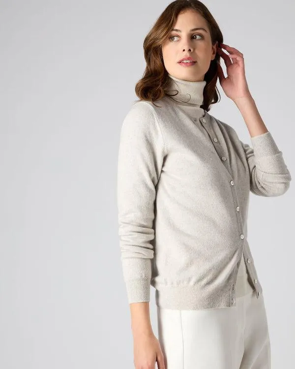 Women Women039s Round Neck Cashmere CardiganIn Pebble Grey Pebble Grey NPeal Cardigans