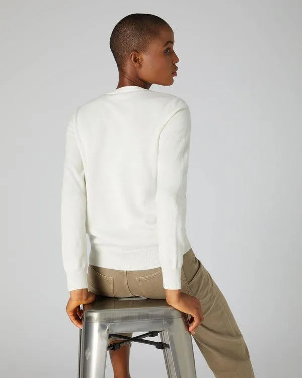 Women Women039s Round Neck Cashmere SweaterIn New Ivory White New Ivory White NPeal Round Necks