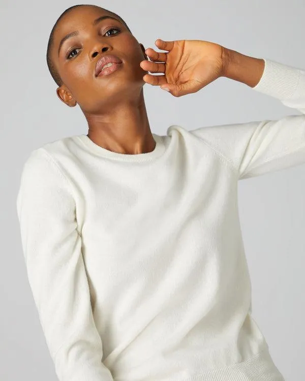 Women Women039s Round Neck Cashmere SweaterIn New Ivory White New Ivory White NPeal Round Necks